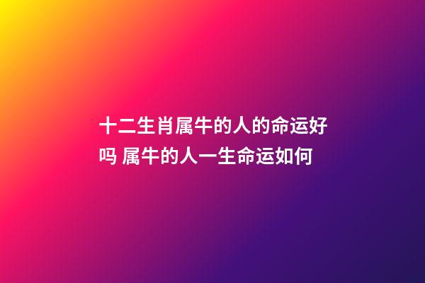 十二生肖属牛的人的命运好吗 属牛的人一生命运如何-第1张-观点-玄机派